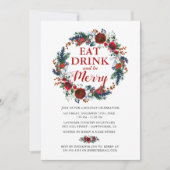 Invitation Couronne de Noël à l'aquarelle Fête de fin d'année (Devant)