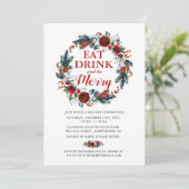 Invitation Couronne de Noël à l'aquarelle Fête de fin d'année (Debout devant)