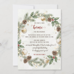 Invitation Couronne de Noël Annonce de déménagement pour les