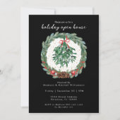 Invitation Couronne de Noël aquarelle rustique avec gui (Devant)