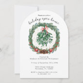 Invitation Couronne de Noël aquarelle rustique avec gui (Devant)