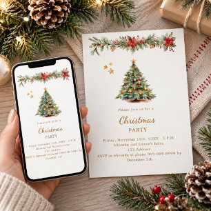 Invitation Couronne de Noël arbre rouge florales Fête de Noël