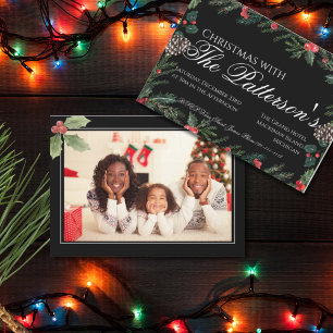 Invitation Couronne de Noël avec la fête de Noël de houx