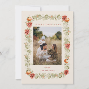 Invitation Couronne de Noël avec oranges et poinsettia Photo