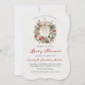 Invitation Couronne de Noël Bébé Shower Joyeux (Devant)