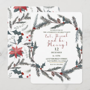 Invitation Couronne de Noël botanique hivernale aux baies Man
