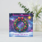 Invitation Couronne de Noël dans un cadre cosmique avec une é (Debout devant)