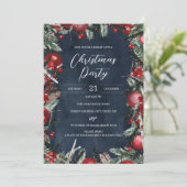 Invitation Couronne de Noël de la Marine Rouge Fleurie Fête (Debout devant)