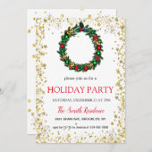 Invitation Couronne de Noël, diamants et étoiles (Devant / Derrière)