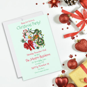 Invitation Couronne de Noël Dragon Chinois Fantastique