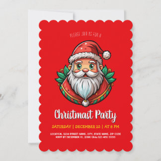 Invitation Couronne de Noël du Père Noël joyeux Fête de Noël
