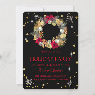 Invitation Couronne de Noël élégamment chic