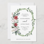 Invitation Couronne de Noël | Élégant Mariage de vacances (Devant)