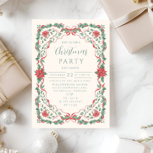 Invitation Couronne de Noël Élégante de Poinsettia