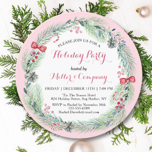 Invitation Couronne de Noël élégante d'hiver pour les entrepr