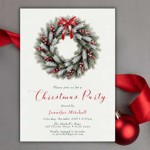 Invitation Couronne de Noël élégante Fête de vacances
