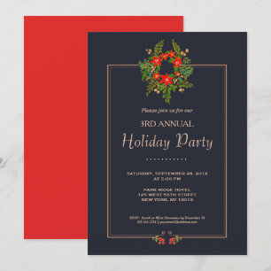 Invitation Couronne de Noël élégante Fête de vacances