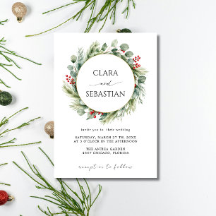 Invitation Couronne de Noël Élégante Minimaliste Moderne Mari