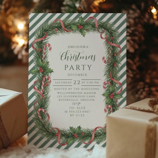 Invitation Couronne de Noël en Canne de Bonbon