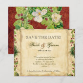 Invitation Couronne de Noël en Magnolia de Nature aux branche (Devant / Derrière)