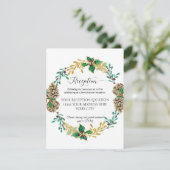 Invitation Couronne de Noël en or pour réception de mariage (Debout devant)