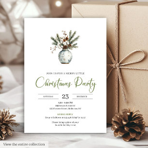 Invitation Couronne de Noël en pin aquarelle Bohème rustique