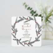 Invitation Couronne de Noël en pin baies pour douche de marié (Debout devant)