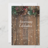 Invitation Couronne de Noël en pin de campagne en bois rustiq (Devant)