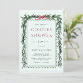Invitation Couronne de Noël en pin pour couples Shower Vert M (Debout devant)