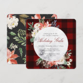 Invitation Couronne de Noël en plaid rouge de Buffalo (Devant / Derrière)