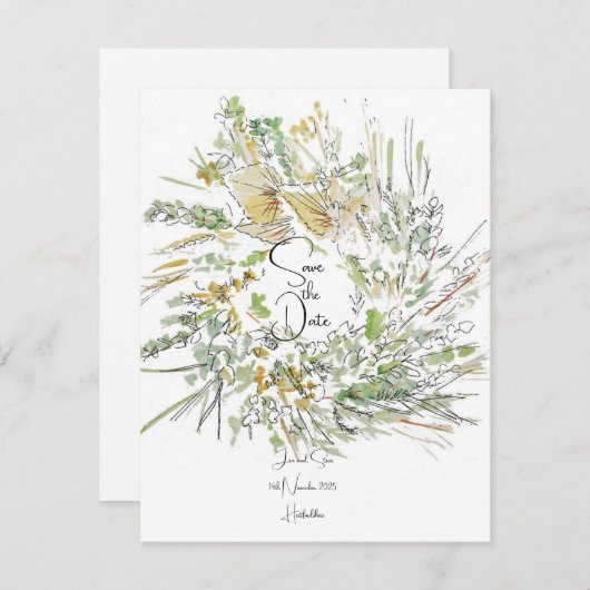 Invitation Couronne de Noël faire part de conservation (Devant / Derrière)