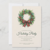 Invitation Couronne de Noël festive Fête de fin d'année (Devant)