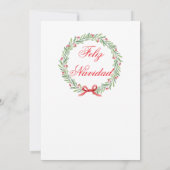 Invitation Couronne de Noël Fiesta Espagnole Fête de Noël (Dos)