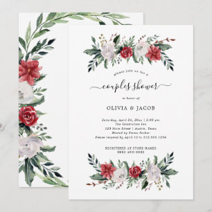 Invitation Couronne de Noël   Floral Holiday Couples Douche