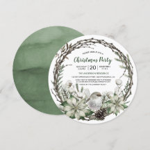 Couronne de Noël Poinsettia et Oiseau d'Hiver