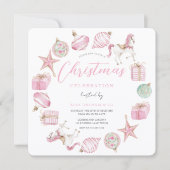 Invitation Couronne de Noël Princesse Rose Fête de Noël  (Devant)