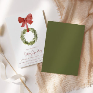 Invitation Couronne de Noël Red Bow Open House