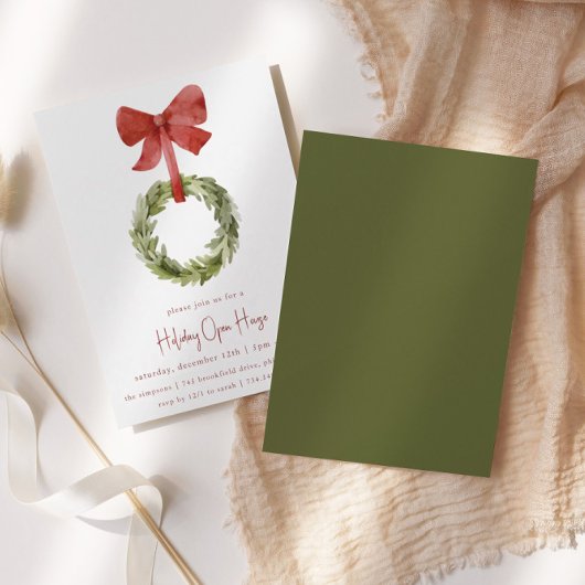 Invitation Couronne de Noël Red Bow | Open House