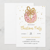 Invitation Couronne de Noël rose avec ruban doré (Devant / Derrière)