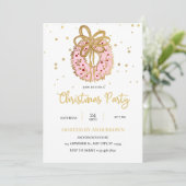 Invitation Couronne de Noël rose avec ruban doré (Debout devant)