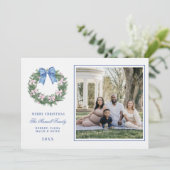 Invitation Couronne de Noël rose et bleu (Debout devant)