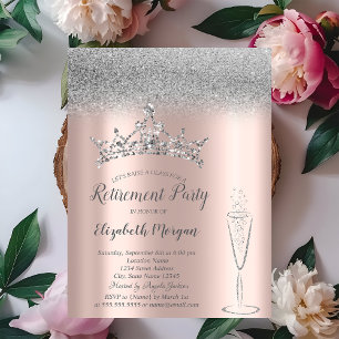 Invitation Couronne de paillettes d'argent en verre doré rose