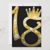 Invitation Couronne de paillettes dorées diamant bling 18e 18 (Dos)