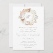 Invitation Couronne de Pampas Mousse Sage Vert Monogramme Élé (Devant)