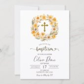Invitation Couronne de Pâques Fleurie Jonquille Baptême (Devant)