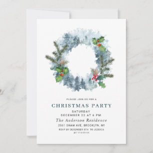 Invitation Couronne de paysage forêt vacances Noël fête