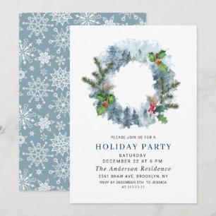 Invitation Couronne de paysage Noël Holly Berry Fête