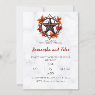Invitation Couronne de Pentacle d'Automne Mariage en Marbre