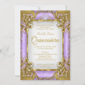 Invitation Couronne de perles dorées violettes blanches pour (Devant)