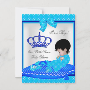 Invitation Couronne de petit prince bleu pour bébé mignon sho